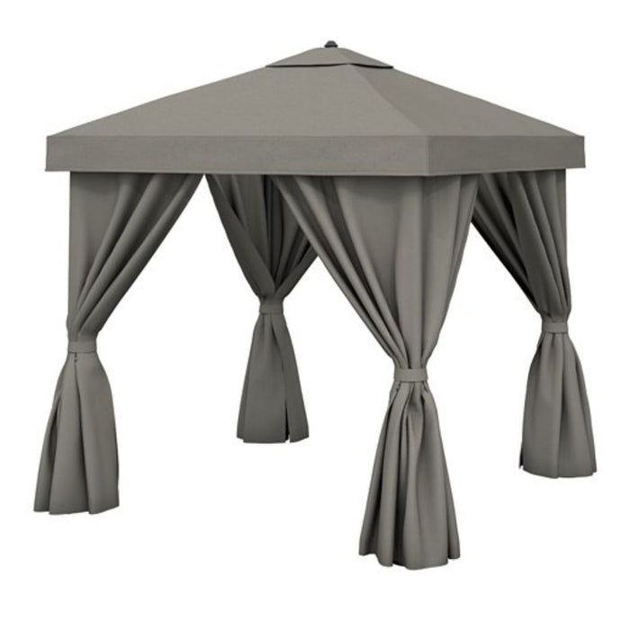 Aluminum Cabana, 12' Square w/ Fabric Curtains & Vent