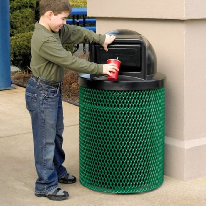 Ultra 32 Gal Expanded Steel Trash Receptacle, Dome Top