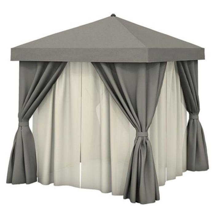 Aluminum Cabana, 10' Square w/ Fabric Curtains, Sheer Curtain Rods (no vent)