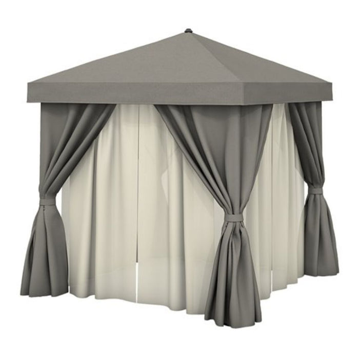 Aluminum Cabana, 8' Square w/ Fabric Curtains, Sheer Curtain Rods (no vent)