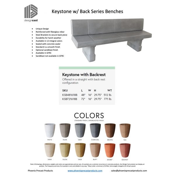 Keystone Series Bench with Back