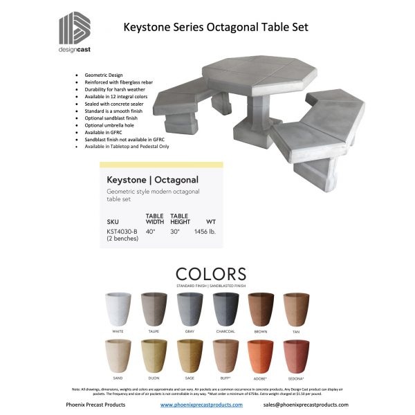 Keystone Series Octagonal Table Set