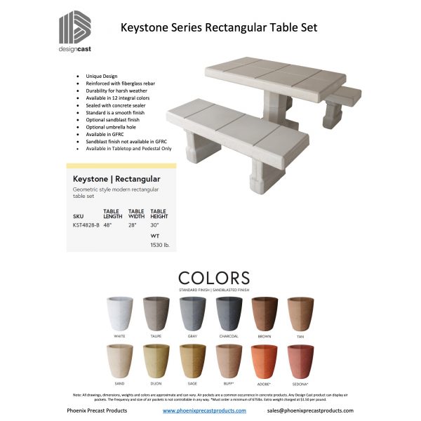 Keystone Series Rectangular Table Set