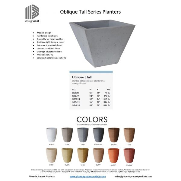 Oblique Tall Series Planters
