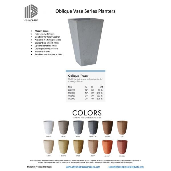 Oblique Vase Series Planters