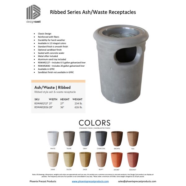 Ribbed Series Waste + Ash Receptacle