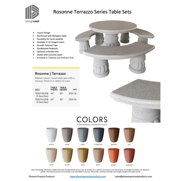 Rosonne Terrazzo Series Round Table Set