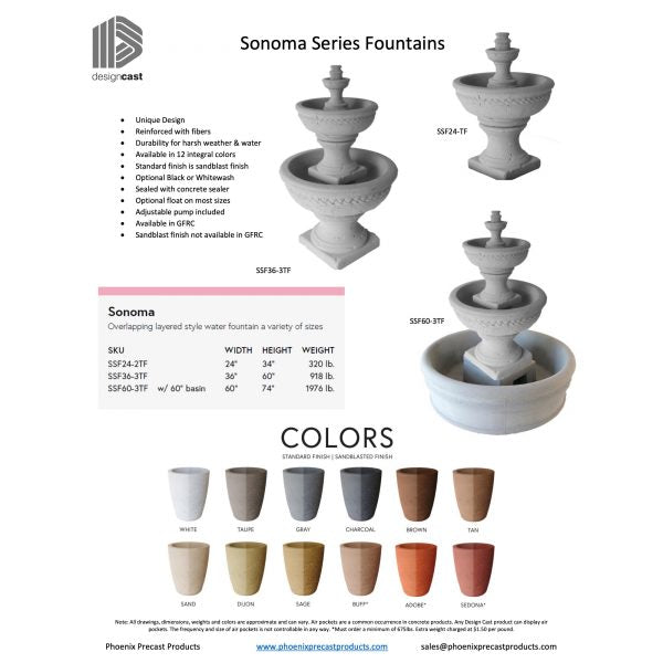 Sonoma Series Tiered Fountain with Basin