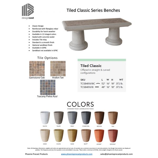 Tiled Classic Straight Series Benches