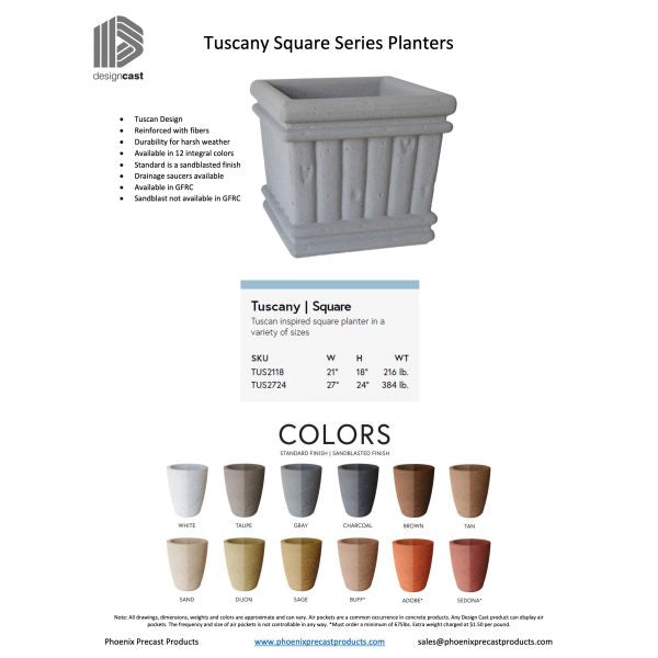 Tuscany Square Series Planters